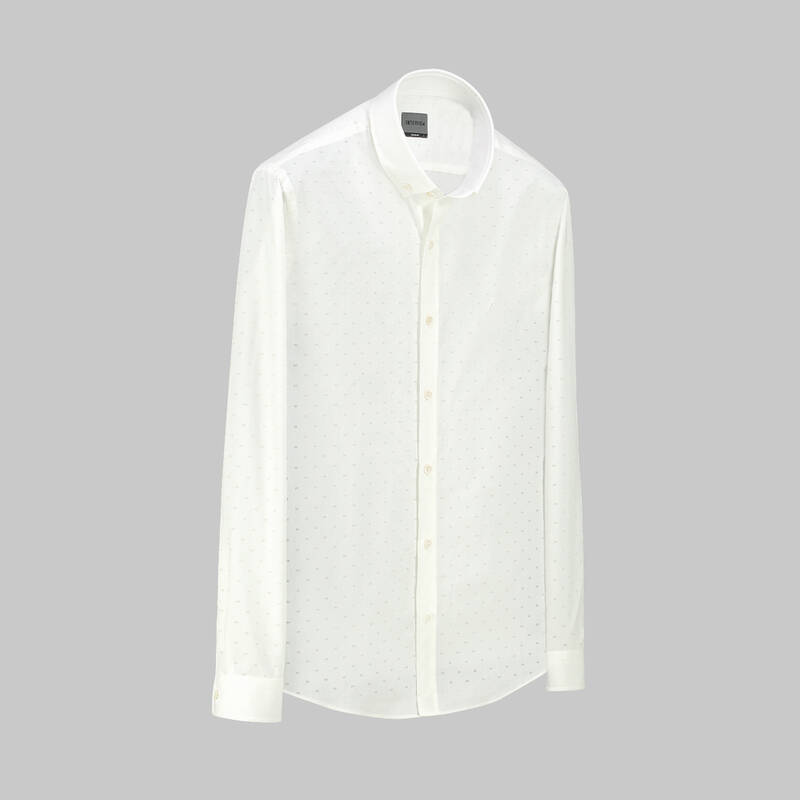 Goias Minimal Desenli Slim Fit Ekru Gömlek - 1