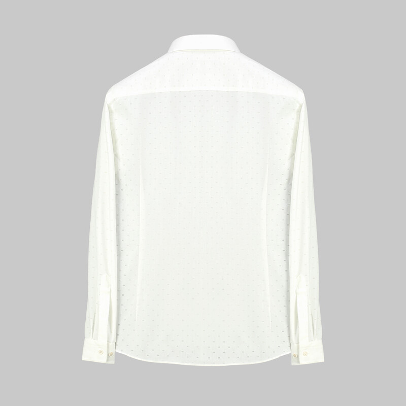 Goias Minimal Desenli Slim Fit Ekru Gömlek - INTERVIEW