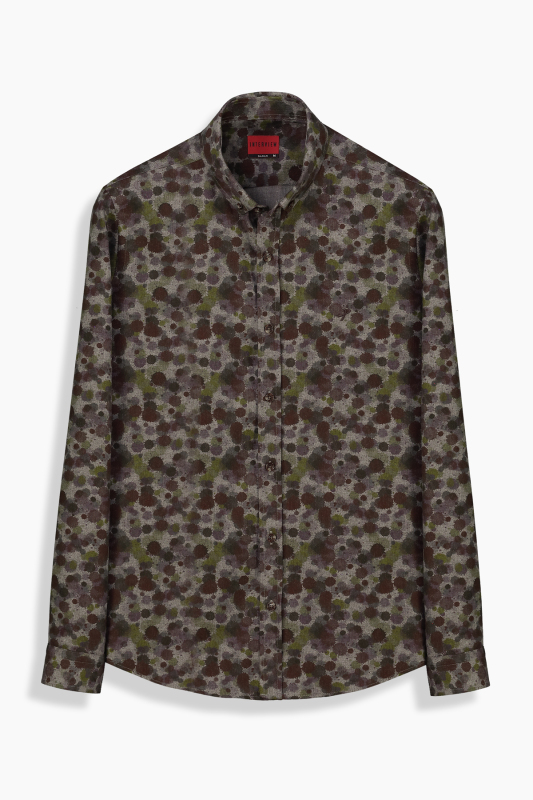 Goias Uzun Kol Soho Desenli Kahverengi Gömlek 