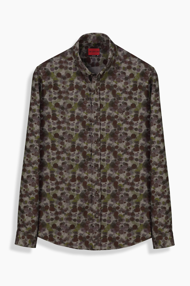 Goias Uzun Kol Soho Desenli Kahverengi Gömlek - 1