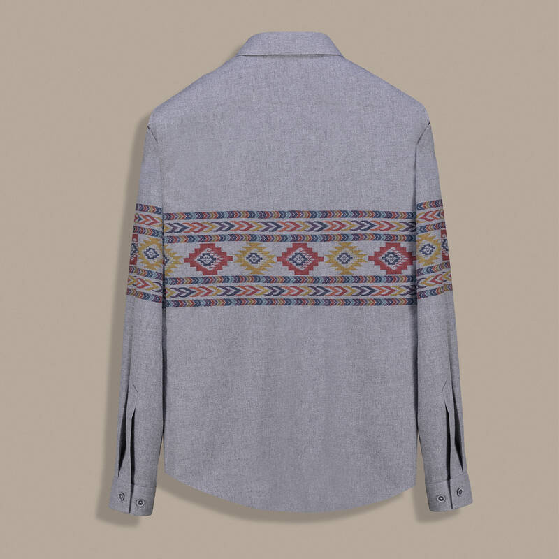 Goias Soho Etnik Desen Koyu Gri Gömlek - 2
