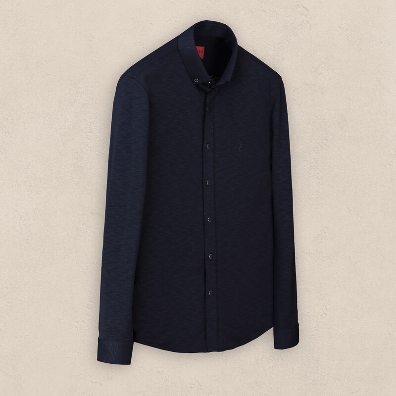 Goias Uzun Kol Soho Koyu Lacivert Gömlek 