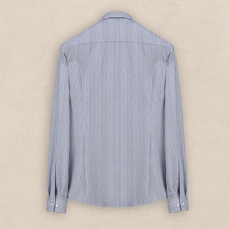 Goias Uzun Kol Çizgili Desenli Lacivert Gömlek - INTERVIEW