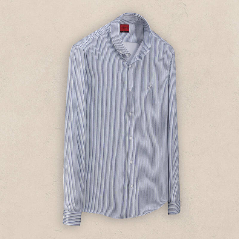 Goias Uzun Kol Çizgili Desenli Lacivert Gömlek - 2