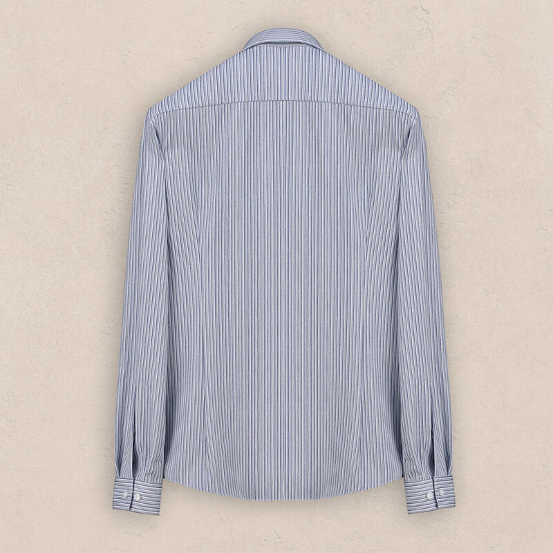 Goias Uzun Kol Çizgili Desenli Lacivert Gömlek - 3