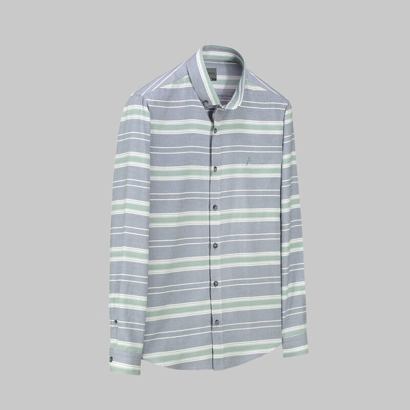 Goias Uzun Kol Yeşil Çizgili Gömlek - 1