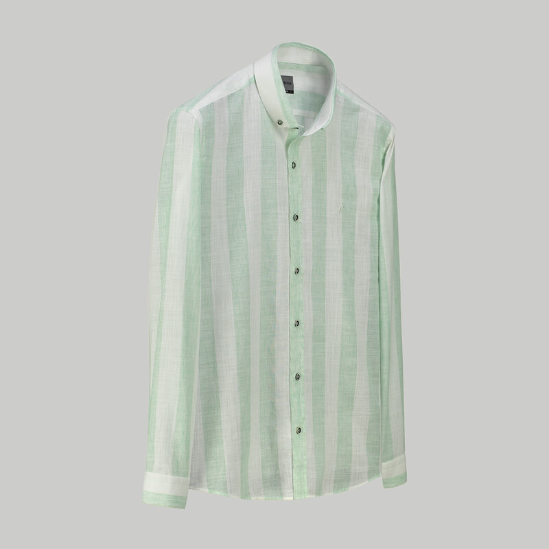 Goias Soho Uzun Kol Çizgili Yeşil Gömlek 
