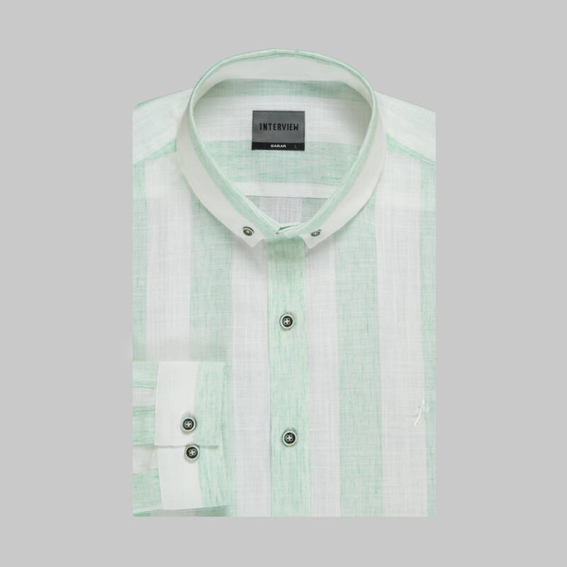 Goias Soho Uzun Kol Çizgili Yeşil Gömlek - 3