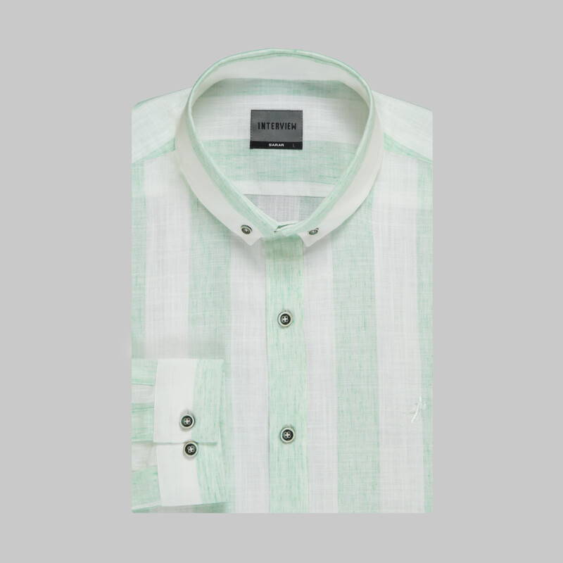 Goias Soho Uzun Kol Çizgili Yeşil Gömlek - INTERVIEW