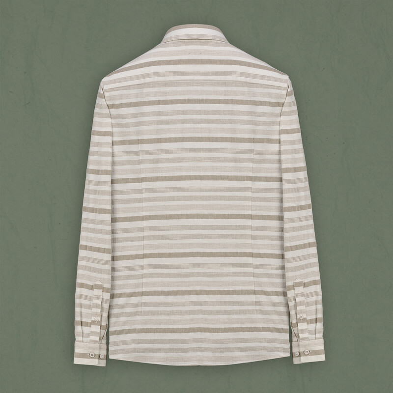 Goias Çizgili Bej Pamuklu Gömlek - INTERVIEW