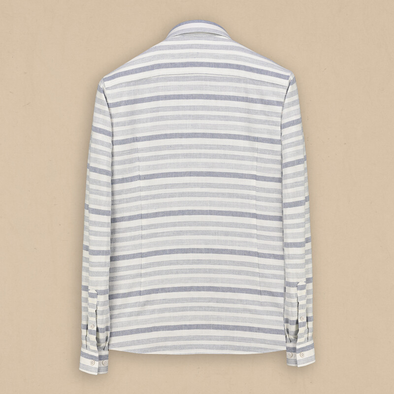 Goias Çizgili Lacivert Pamuklu Gömlek - INTERVIEW