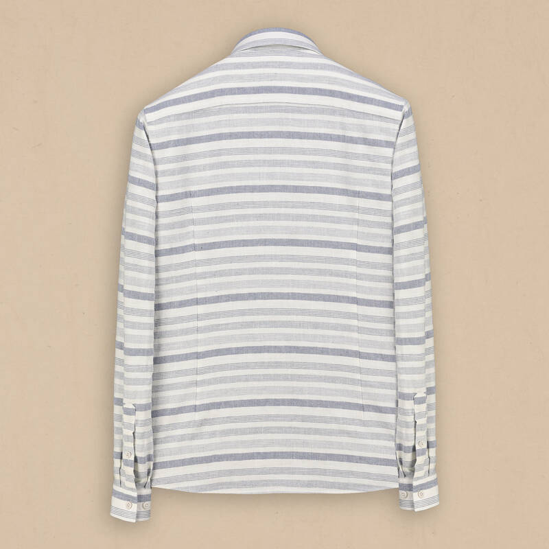 Goias Çizgili Lacivert Pamuklu Gömlek - 3