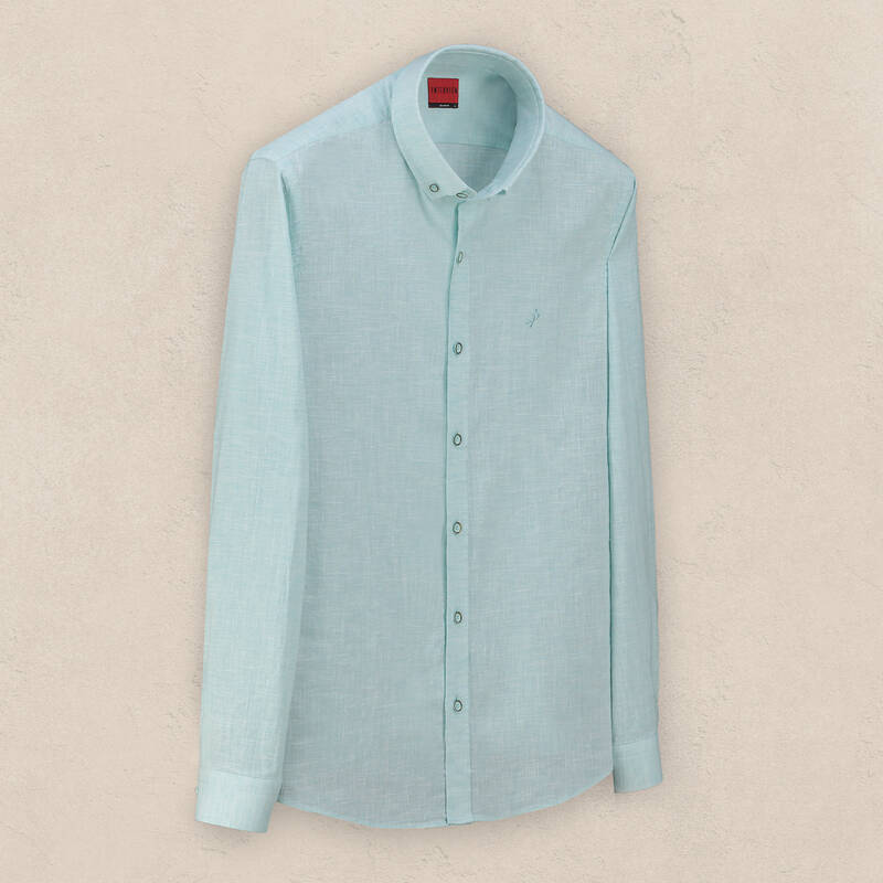 Goias Pamuk Keten Yeşil Gömlek - 1