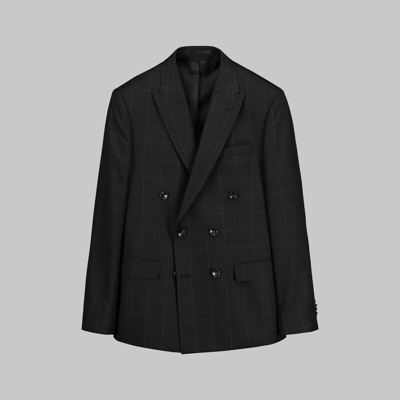 Golden Ekstra Slim Siyah Kareli Ceket 