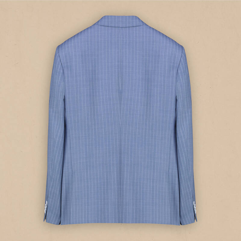 Golden Slim Fit Mavi Çizgili Takım Elbise - 2