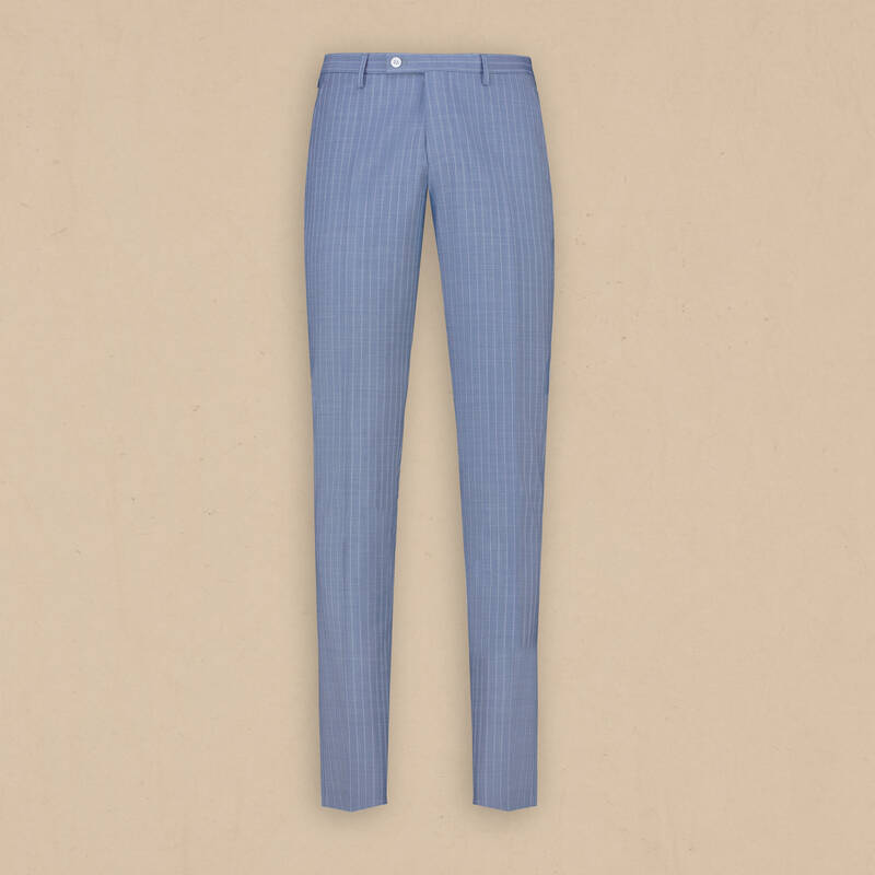 Golden Slim Fit Mavi Çizgili Takım Elbise - 4
