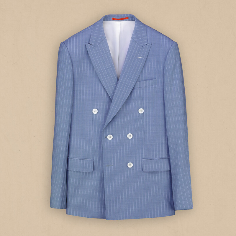 Golden Slim Fit Mavi Çizgili Takım Elbise 