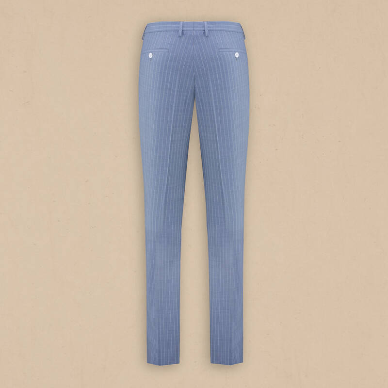 Golden Slim Fit Mavi Çizgili Takım Elbise - 5