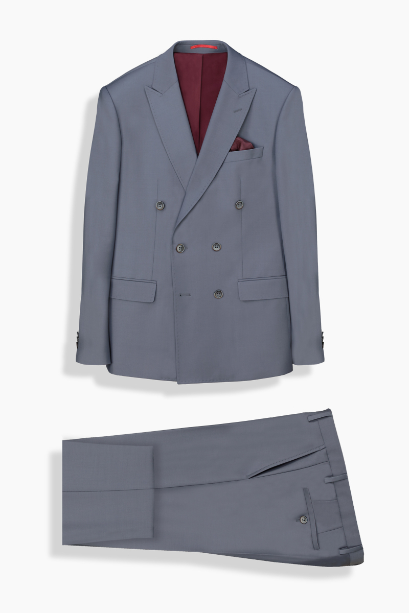 Golden Resta Slim Fit Kruvaze Açık Gri Takım Elbise - 1