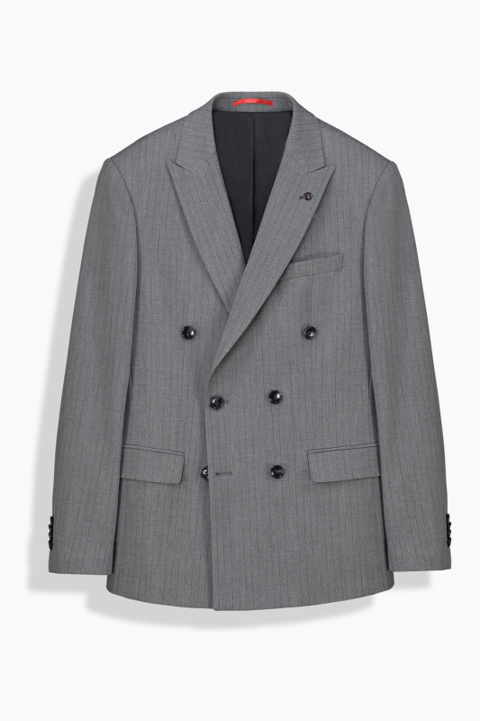 Golden Resta Slim Çizgili Kruvaze Gri Takım Elbise - INTERVIEW