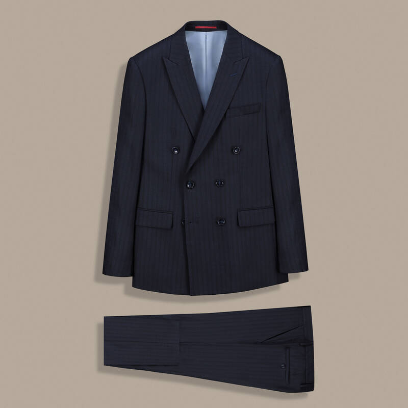 Golden Resta Slim Fit Kruvaze Koyu Lacivert Takım - 1