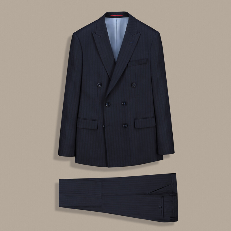 Golden Resta Slim Fit Kruvaze Koyu Lacivert Takım 