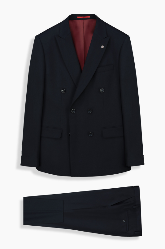 Golden Resta Slim Fit Kruvaze Lacivert Takım Elbise - INTERVIEW