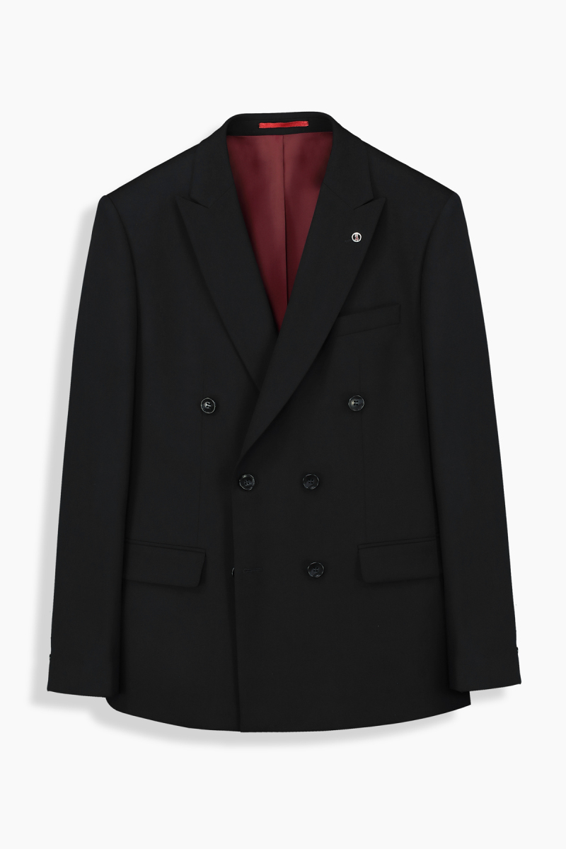 Golden Resta Slim Fit Kruvaze SiyahTakım Elbise - 2