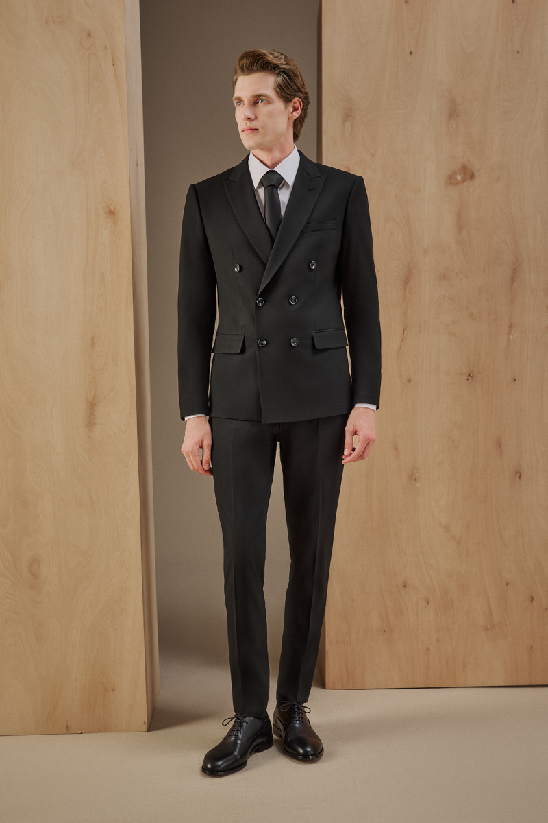 Golden Resta Slim Fit Siyah Takım Elbise - 1