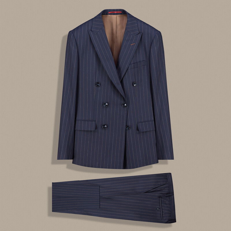 Golden Resta Ekstra Slim Çizgili Koyu Lacivert Takım 