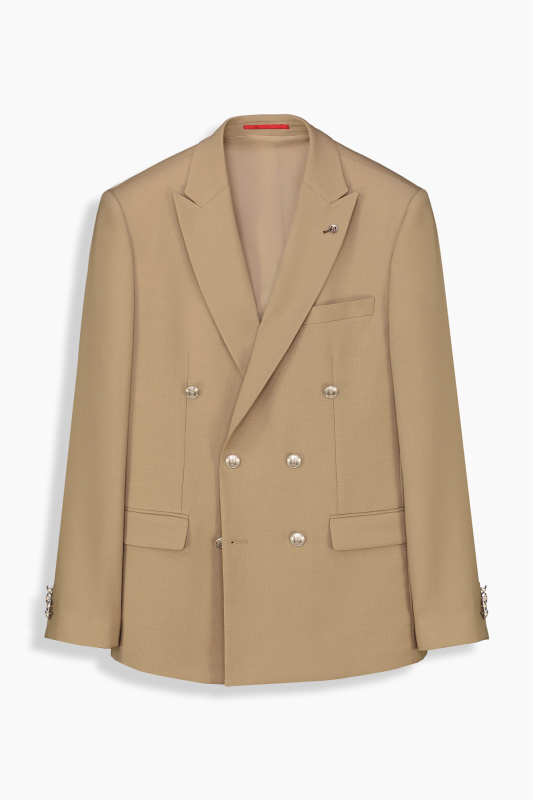 Golden Slim Fit Camel Blazer Ceket 