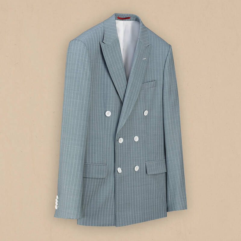 Golden Slim Fit Yeşil Çizgili Takım Elbise - 3