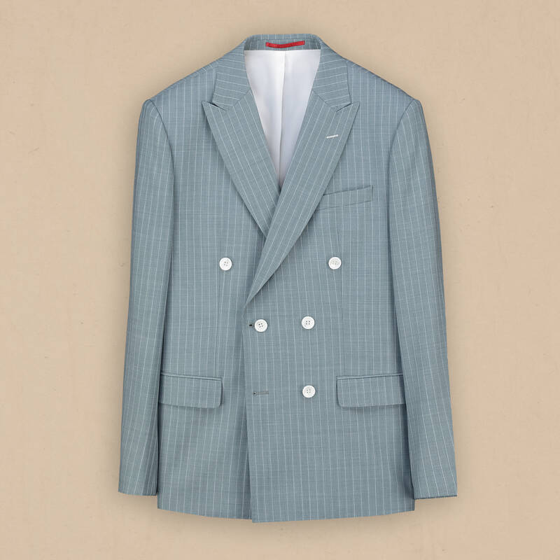 Golden Slim Fit Yeşil Çizgili Takım Elbise - 1