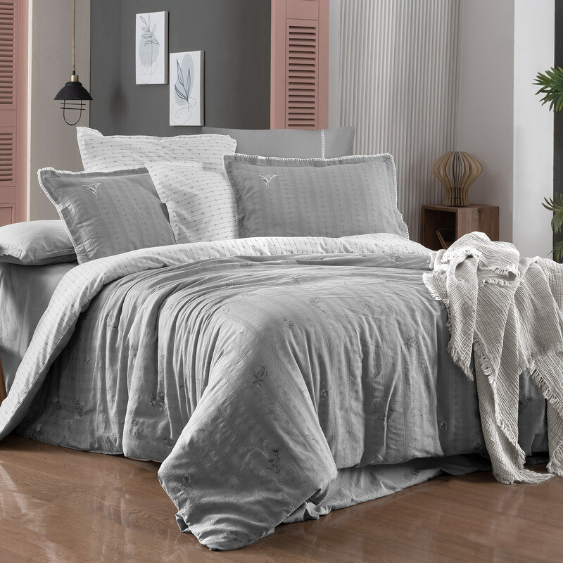 Gracia Nevresim Takımı Çift Kişilik Gri - SAREV