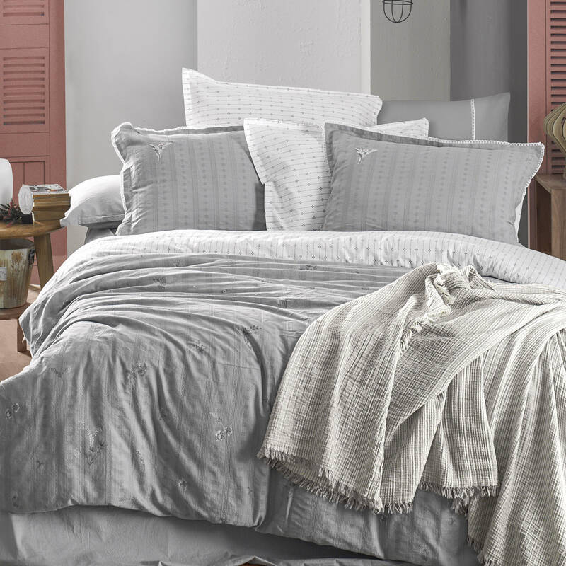 Gracia Nevresim Takımı Çift Kişilik Gri - 1