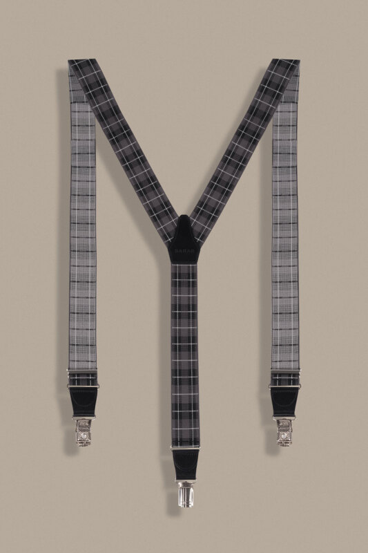 Gri Ekose Desen Pantolon Askısı - SARAR