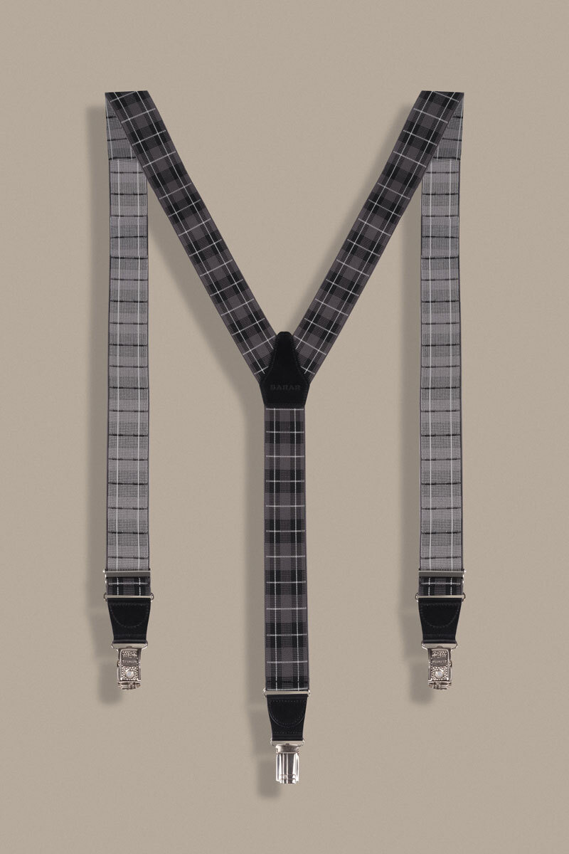 Gri Ekose Desen Pantolon Askısı - 2
