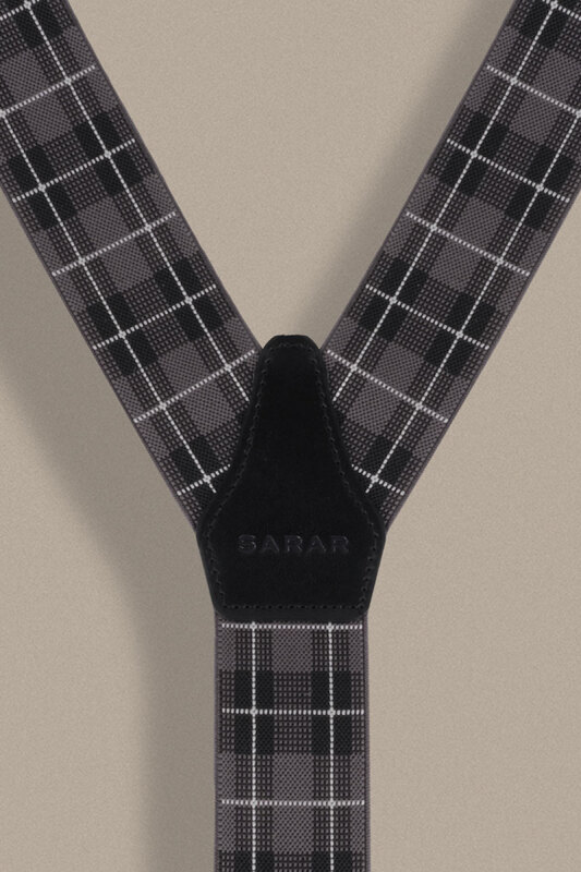 Gri Ekose Desen Pantolon Askısı - SARAR