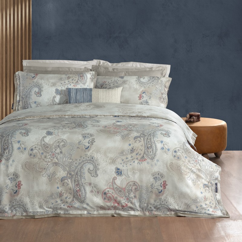 Grozni Saten Nevresim Takımı Çift Kişilik Bej - SAREV