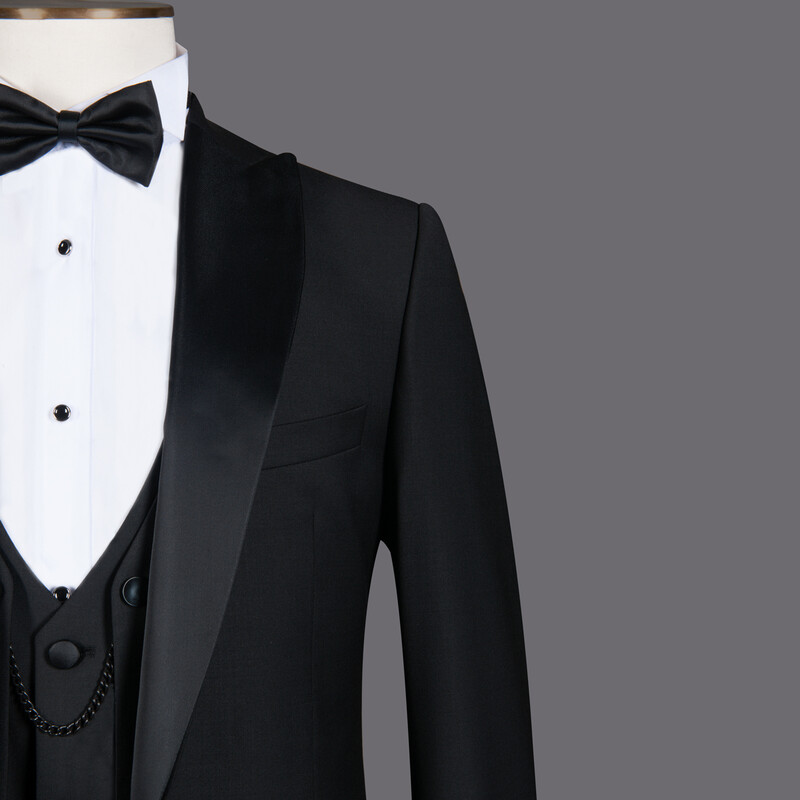 Happy Bob Yelek Papyon Takım Slim Fit Siyah Smokin - INTERVIEW