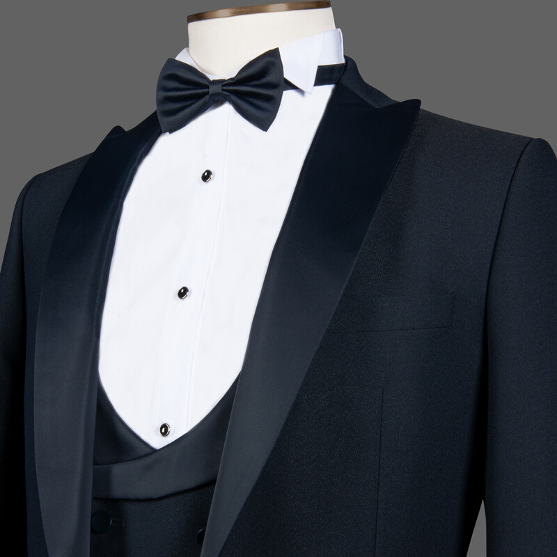 Happy Carlo Night Papyon Yelek Takım Slim Fit Lacivert Smokin - INTERVIEW