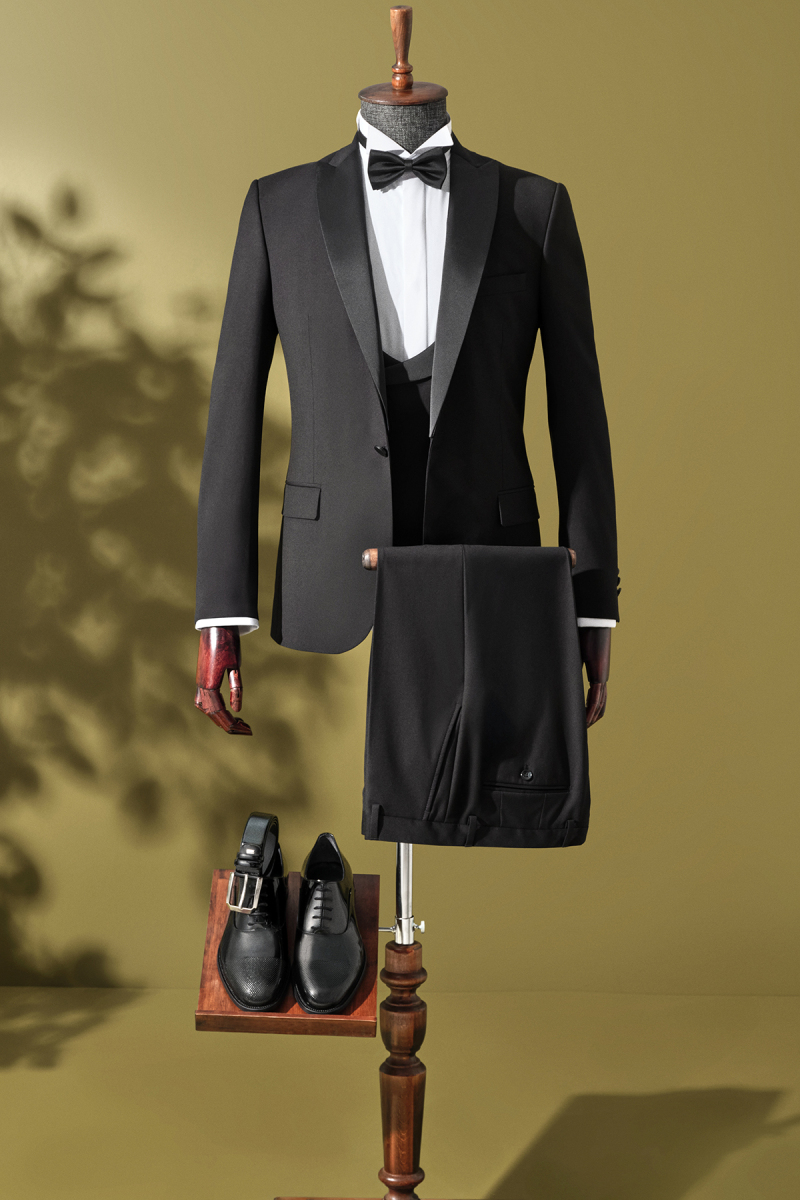 Happy Carlo Slim Fit Yelekli Siyah Smokin - 1