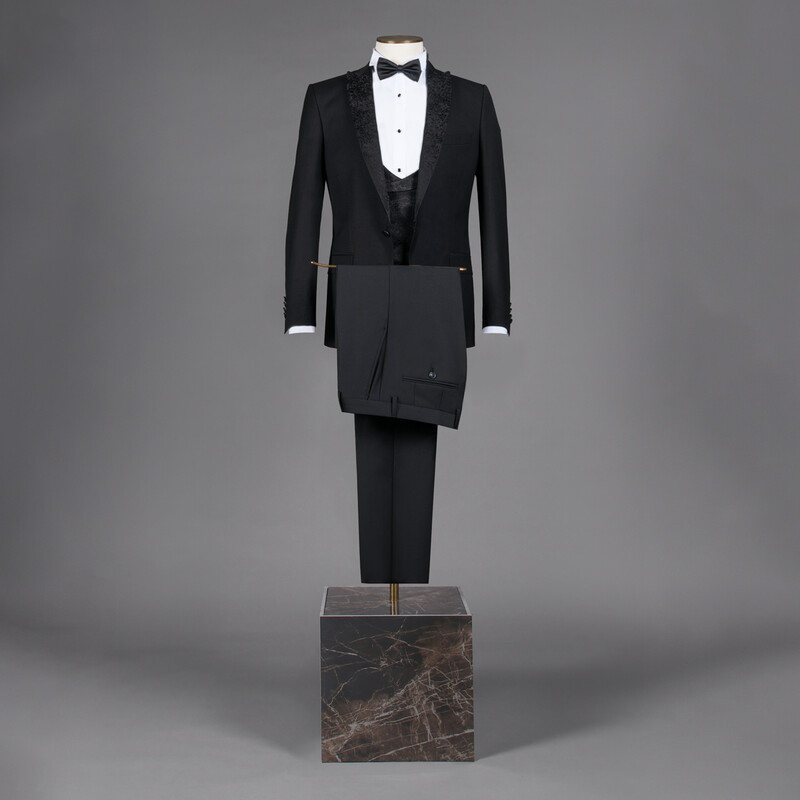 Happy Carlo Yelek Papyon Takım Slim Fit Siyah Smokin - INTERVIEW