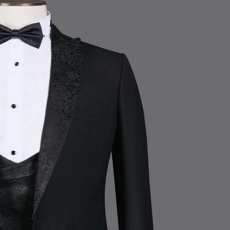 Happy Carlo Yelek Papyon Takım Slim Fit Siyah Smokin - INTERVIEW