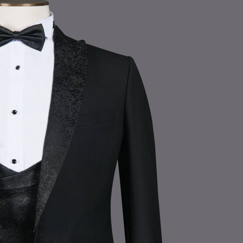 Happy Carlo Yelek Papyon Takım Slim Fit Siyah Smokin - 6