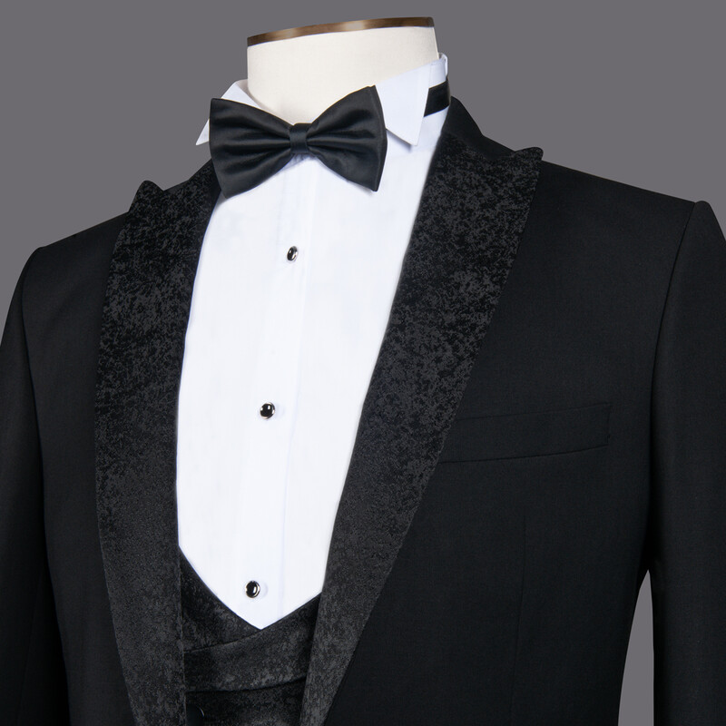 Happy Carlo Yelek Papyon Takım Slim Fit Siyah Smokin - INTERVIEW