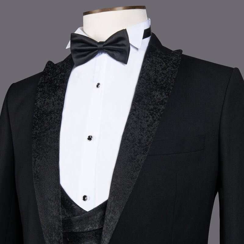 Happy Carlo Yelek Papyon Takım Slim Fit Siyah Smokin - 5