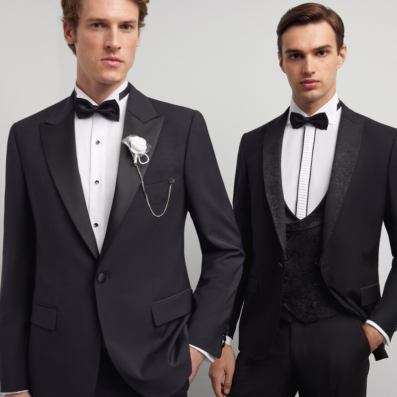 Happy Carlo Yelek Papyon Takım Slim Fit Siyah Smokin - INTERVIEW