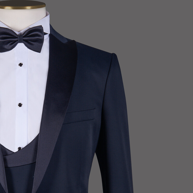 Happy Night Carlo Lacivert Papyon Yelek Takım Slim Fit Smokin - INTERVIEW