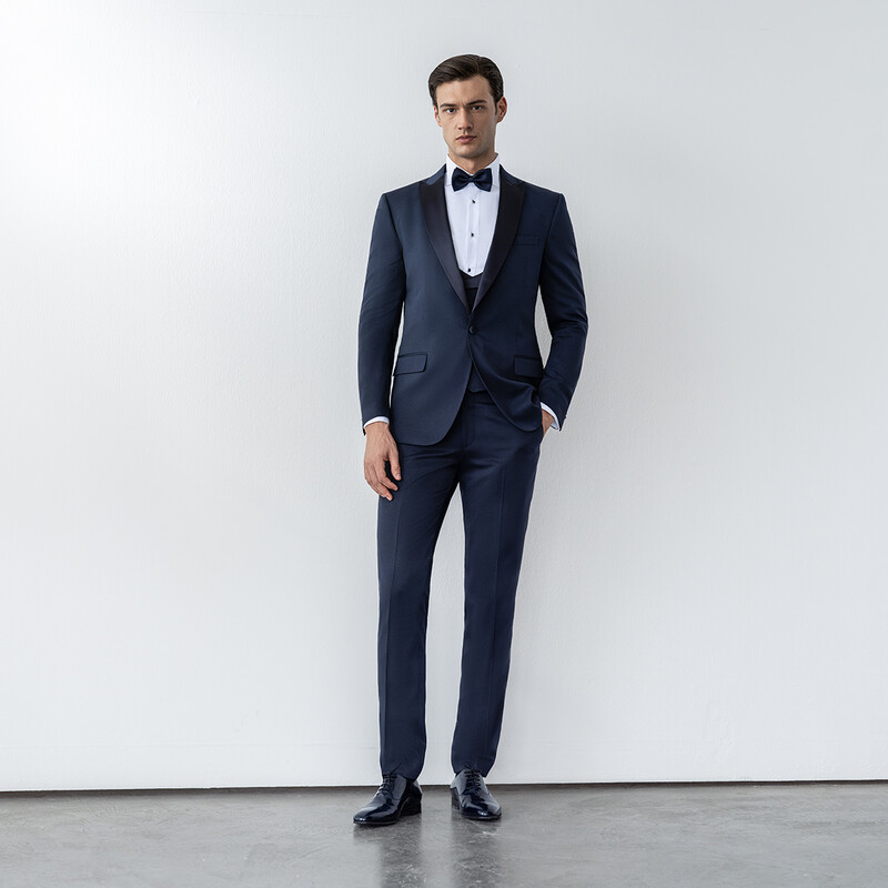 Happy Night Carlo Lacivert Papyon Yelek Takım Slim Fit Smokin - INTERVIEW